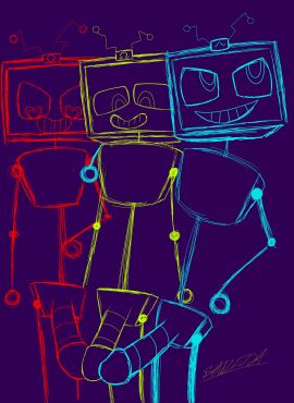 2d 3boys big_head color frottage heart-shaped_pupils humanoid male male_only non-human non-human_only omegatronic penis penis_out robot robot_boy robot_humanoid robot_penis rubbing_penis sketch team_fortress_2 toony tv_head