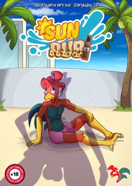 absurd_res anthro avian balls bird chicken dabari duo feathers fern galliform gallus_(genus) genitals giraffe hi_res male male/male nude penis phasianid silhouette zaryuzu_73