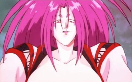 1990 1990s_(style) 1995 animated bouncing_breasts breasts demon demon_girl female hikimayu japanese_clothes kimono lipstick long_hair lowres makeup medium_breasts nipples open_clothes outdoors princess red_eyes red_hair retro_artstyle smile spiked_hair tagme urotsukidouji very_long_hair yoenki_(urotsukidouji)