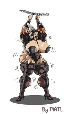 1girls 2d abs ass biceps big_ass big_breasts breasts bunny_ears female female_only final_fantasy final_fantasy_xii fran_(ffxii) hair helmet high_heels huge_breasts large_ass long_hair matl muscles muscular muscular_arms muscular_female muscular_legs muscular_thighs solo solo_female viera white_hair wide_hips