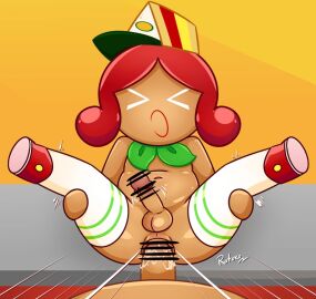 anal anal_sex censored cookie_run cookie_run_ovenbreak futa/male futa_penetrated futanari intersex male red_hair rotoko sandwich_cookie unseen_male_face