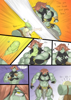 abs biceps big_breasts big_muscles bigger_female body_invasion breasts commission death_by_snu_snu fantasy female muscles muscular muscular_female muscular_thighs orc orc_female possessed possession sex size_difference slime takeover thick_legs thunder_thighs zohanmohan