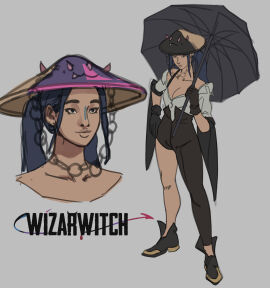 1girls asymmetrical_clothes blue_hair female nhilo oc original original_character shoes solo solo_female umbrella wizarwitch