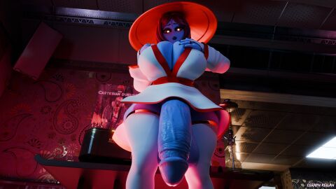 3d alien alien_girl alien_humanoid asian_clothing ass balls big_ass big_balls big_breasts big_penis black_lipstick blue_body blue_skin breasts breasts_bigger_than_head bysamzan ceraph_keilah female fingerless_gloves freckles freckles_on_face futa_only futanari groping groping_breasts groping_self intersex japanese_clothes kemono kino_(tonka_kryga) lipstick long_sleeves penis red_eyes red_hair short_hair solo solo_focus tau tau_(bysamzan) thick_thighs thighhighs tonka_kryga view_from_below warhammer_(franchise) warhammer_40k wide_hips