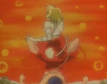 1990s_(style) 1991 1boy amano_jyaku animated blonde_hair blue_hair breasts demon female lava lowres male medium_breasts medium_hair mimi_(urotsukidouji) nipple_piercing nipples perching piercing pointy_ears princess retro_artstyle sex short_hair sidelocks tagme tail urotsukidouji