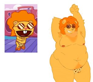 afro anthro bear body_hair chubby disco_bear_(htf) fat_belly fat_fetish fat_male furry hairy hairy_armpits hairy_male happy_tree_friends male male_only overweight_male pubic_hair thong