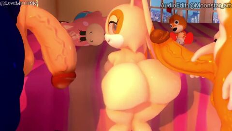 1girls 2boys 2girls 3d 3d_animation animated artist_name ass bed blowjob blue_body breasts cowgirl_position cream_the_rabbit cum_inside cum_pooling doggy_style erection excessive_cum fox from_front_position hedgehog huge_breasts huge_cock lovemilliesm milf mother_and_daughter oral oral_penetration plap plap_(sound) rabbit sex sonic_(series) sonic_the_hedgehog sonic_the_hedgehog_(series) sound sound_edit sound_warning tagme tails tails_the_fox trio vanilla_the_rabbit video