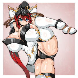 1girls big_breasts breasts female leg_up nanbu_kaguya pubic_hair s_o super_robot_wars super_robot_wars_og_saga_mugen_no_frontier sweat