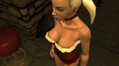 3d blonde_hair breasts christmas christmas_outfit corset female hitman hitman_blood_money io-interactive screenshot sexy short_hair twintails video_games white_skin