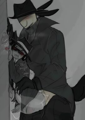 anal anal_sex artist_request belly_bulge bunny_ears bunny_tail chance_(forsaken) clothed cum cum_inside cumming_while_penetrated cumming_while_penetrating doublefedora dream_game forsaken_(roblox) gay huge_cock mafioso mafioso_(dream_game) male male/male moaning moaning_in_pleasure pants_down penis pinned pinned_against_wall porn roblox roblox_game robloxian size_difference small_bottom_large_top source_request sweatdrop tagme tears_of_pleasure ur49899urrutia