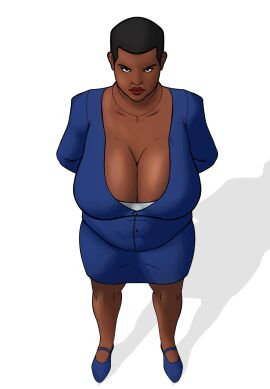 1girls 2024 amanda_waller big_breasts black_eyes black_hair blue_clothing blue_shoes blue_skirt blue_suit breasts brown_body brown_skin business_suit chubby chubby_female cleavage cleavage_overflow clothed clothed_female clothing dark-skinned_female dark_skin dc dc_comics deep_cleavage ear_piercing ear_ring earrings female female_only frown frowning fully_clothed hair hands_behind_back high-angle_view jewelry lipstick looking_at_viewer makeup mature mature_female milf necklace piercing red_lipstick shadow shoes short_hair simple_background skirt solo solo_female standing suicide_squad suit white_background