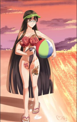1futa 2021 artist_request artist_signature balls balls_in_bikini beach beach_ball big_breasts bikini black_hair breasts clothed clothing cum_trail erection erection_under_clothes futa_only futanari glasses high_school_dxd higher_resolution_request holding_penis huge_balls huge_cock human intersex light-skinned_futa light_skin long_hair lowres mostly_nude painted_nails penis precum precum_drip purple_eyes really_long_hair sand sandals shinra_tsubaki solo standing sunset tattoos tenting third-party_source unknown_artist
