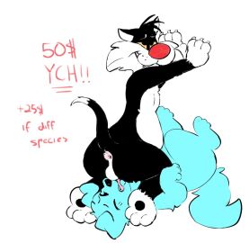 anonymous_character anthro balls balls_on_face deep_throat domestic_cat duo felid feline felis fellatio female freakpaws genitals looney_tunes male male/female mammal oral oral_penetration penetration penile penis sex sylvester_(looney_tunes) warner_brothers ych_(character)