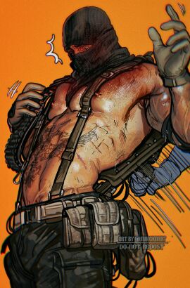 bara bitch_strap blush blushing_profusely buff call_of_duty call_of_duty_modern_warfare_(2019) embarrassed flustered male male_focus male_only masked muscular muscular_male no_shirt no_visible_genitalia pinup sebastian_krueger shirtless shirtless_(male) shirtless_male solo_male suggestive tactical_gear tattoo toned toned_body toned_male umikochannart yaoi