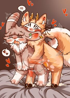 anal anal_sex anthro asian_mythology ass bodily_fluids chinese_mythology cum cum_in_ass cum_inside drooling duo east_asian_mythology fabulous_beasts fenz_(studio) genital_fluids heart_symbol hi_res jvcheng_uwu male male/male mythology penetration saliva sibuxiang_the_deer_(youshouyan) tail tail_motion tailwag tuye_(youshouyan)