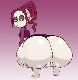 1girls annoyed ass baggy_eyes barefoot bottomless bubble_ass bubble_butt dark_circles eyeshadow fangs feet female goth goth_girl gruftine huge_ass looking_at_viewer looking_back no_panties pointed_ears ponytail presenting_hindquarters pussy raised_eyebrows school_for_vampires shaved_head spookyryder squatting thick_thighs vampire vampire_girl