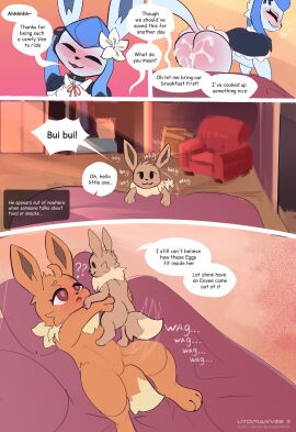 3_toes absurd_res after_sex ass blush bodily_fluids clothing cum cum_drip cum_in_ass cum_in_pussy cum_inside cum_on_ass cum_on_body cum_on_butt digital_media_(artwork) dripping eevee eeveelution english_text eti_(utopianvee) feet female feral fur generation_1_pokemon generation_4_pokemon genital_fluids genitals glaceon hair hi_res male mammal mochi_(snowyembers) nintendo open_mouth pokemon pokemon_(species) pussy tail text toes tongue utopianvee