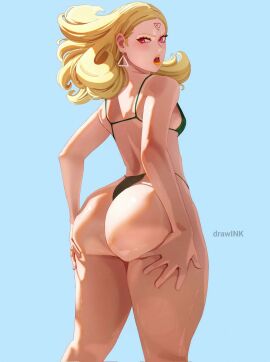 1girls ass bikini blonde_hair boruto:_naruto_next_generations boruto:_two_blue_vortex clothed delta_(boruto) drawink female female_only grabbing_ass grabbing_own_ass large_ass naruto naruto_(series)