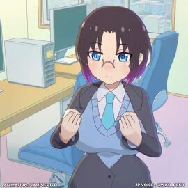 1boy 2girls amplected animated black_hair blue_eyes blush blush_lines blushing breasts clothed clothing color colored completely_nude cum cum_in_mouth cum_inside cumshot cumshot_into_mouth dragon_maid elma_(dragon_maid) fellatio forced_oral glasses kobayashi kobayashi-san_chi_no_maidragon light-skinned_female light_skin longer_than_30_seconds longer_than_one_minute miko_desh multicolored_hair nipples nude nude_female orgasm penetration pink_hair purple_hair sex short_hair smile sound sound_effects tagme veiny_penis video yellow_eyes