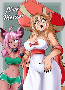 2girls big_breasts breasts cleavage female furry goya_(lucyfercomic) huge_breasts lucyfercomic nikki_(lucyfercomic) original tagme thick_thighs wide_hips