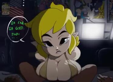 1boy 1girls 2d 2d_animation animated bedroom big_breasts blonde_hair breasts cleavage cum cum_between_breasts cum_on_breasts cum_on_face cumshot dark-skinned_male dark_skin dialogue dominant_female edging ejaculation_between_breasts english_text female femdom huge_breasts humanoid hylian hylian_ears interracial kae-est_art large_breasts light-skinned_female light_skin link male paizuri penis penis_between_breasts pointy_ears pov pov_eye_contact rule_63 shortstack sound sound_edit sound_effects submissive submissive_male tagme the_legend_of_zelda the_wind_waker titjob toon_link toon_linka video wind_waker