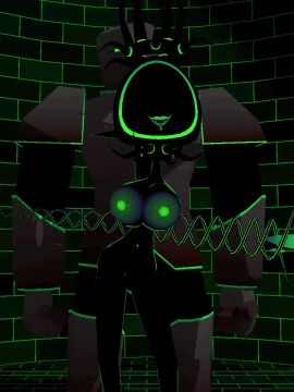 1boy 1girls 2025 3d 3d_animation animated armless big_nipples blender_(software) bouncing_breasts breasts dancing father_and_mother female functionally_nude_female green_lipstick halo hi_res hooded_cloak huge_breasts humanoid large_areolae loop lord_miasma_(pinkmoth) male miasma_(pinkmoth) navel original pattern_background pinkmoth pussy shadow_creature shaking_hips spiked_collar weapon_on_back