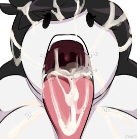 1girls ahe_gao breasts bukkake cum cum_in_mouth cum_inside cum_on_face cum_on_tongue female jaiden_animations jaidens_mom large_breasts light-skinned_male light_skin male open_mouth stray_pubic_hair tasteofchoklit tongue tongue_out virtual_youtuber