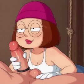 ai_generated balls balls_grab breasts caressing_balls caressing_testicles cleavage cock_ring crop_top family_guy female female_domination femdom forced_perspective gloved_handjob handjob huge_breasts huge_cock large_areolae large_breasts large_penis male meg_griffin penis perspective pov rope rope_bondage submissive_male tagme testicles video