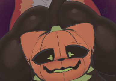 anal anal_sex anon anthro ass big_ass big_butt blush duo faceless_character faceless_male feral food from_behind_position fruit hi_res male male/male male_penetrating nude penetration plant plap_(sound) pumkat pumpkin sex swoomy wide_hips