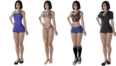 1girls 3d alternate_costume bare_thighs barefoot bikini black_fingernails black_skin blue_dress breasts brown_eyes cleavage cleavage_cutout converse dark_hair denim_skirt female final_fantasy final_fantasy_vii final_fantasy_vii_rebirth final_fantasy_vii_remake highres kneehighs lips medium_breasts mokujin_hornywood nayo_(final_fantasy_vii) necklace nipple_cutout nipples_visible_through_clothing office_lady oiled_skin piercing posing professional_clothes red_glasses red_nails shiny_skin short_hair slender_body solo striped_bikini suit thighs thong_bikini tight_clothing tight_dress tight_skirt tribal_clothing white_background white_nails