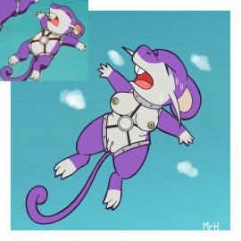 big_breasts bodily_fluids breasts el_senor_erizo exhausted female generation_1_pokemon genitals hi_res lying mammal multicolored_body murid murine nintendo nipples nude on_back open_mouth pokemon pokemon_(species) pussy rat rattata rodent simple_background solo sweat sweatdrop tail teeth tired two-tone_body