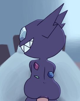 2025 all_fours ambiguous_gender anal anal_sex animated anus ass bed bedroom erection furniture gay gem generation_3_pokemon genitals ghost hi_res human loop male male/ambiguous mammal nintendo nude penetration penis pokemon pokemon_(species) sableye sex sharp_teeth small_butt smile spirit teeth toffee_(artist)