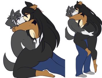 ass big_ass big_breasts breasts bubble_ass bubble_butt dewwy_(dewwydartz) dewwydarts dewwydartz female furry huge_ass huge_breasts kissing rino_sato tagme thick_thighs wide_hips