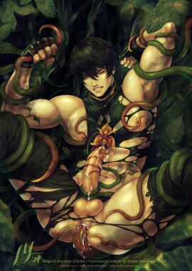 1boy 2024 abs anal_sex balls being_undressed black_hair carnivorous_plant cum cum_dripping_from_penis cum_leaking cum_sucking_tentacle cum_while_forced cum_while_penetrated cum_while_restrained cum_while_sounded cum_while_suspended entangled erect_nipples fingerless_gloves flower jungle lara_yokoshima legs_forced_open legs_held_open male male_nipples male_only male_penetrated male_rape_victim muscular muscular_male necklace nipple_play nipple_stimulation nipples orchid_(flower) penis plant plant_tentacle plant_vore restrained restrained_by_tentacles sweat tentacle tentacle_ejaculation tentacle_in_ass tentacle_in_urethra tentacle_on_male tentacle_penetrating_male tentacle_secretions tentacle_sounding tentacle_suspension tentacles_around_arms tentacles_around_legs tentacles_around_nipples tentacles_around_penis tentacles_around_wrists tentacles_on_male tentacles_under_clothes torn_clothes urethral urethral_penetration