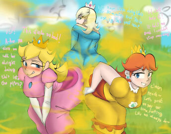 3girls ass fart fart_bukkake fart_cloud fart_contest fart_everywhere fart_fetish farting farting_together fat_ass female mario_(series) meonsausage nintendo princess_daisy princess_peach princess_rosalina super_mario_bros. thick_ass