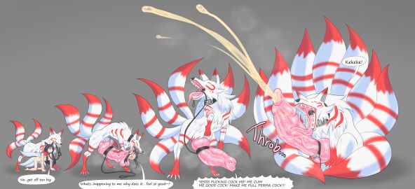 ahe_gao ahri cock_vore collar cum female fox_ears fox_girl fox_tail growing hyper_penis inkeiedits kitsune league_of_legends league_of_legends:_wild_rift licking_penis male penis penis_transformation riot_games sharp_teeth transformation veiny_penis vore