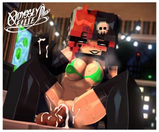 1girls 3d artist_name black_hair black_lipstick blush breasts dildo dildo_in_pussy elbow_gloves ellie_walls_(odysseyellie) female female_only freckles freckles_on_face gloves green_eyes heart_tattoo light-skinned_female light_skin lipstick makeup masturbation mine-imator minecraft multicolored_hair odysseyellie pussy red_hair sex_toy solo split-color_hair thighhighs vaginal_masturbation