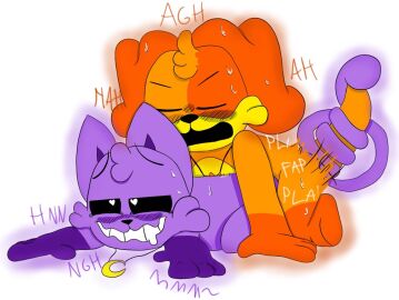 blush canine catnap_(poppy_playtime) critters_(poppy_playtime) dogday_(poppy_playtime) drooling feline furry furry_only heart-shaped_pupils lit_yyc male male/male no_humans poppy_playtime poppy_playtime_(chapter_3) sex smiling_critters sweat tail