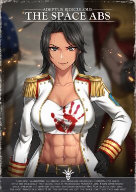 1girls abs adeptus_astartes adeptus_ridiculus ass child_bearing_hips curvaceous curvaceous_ass curvaceous_body curvaceous_female curvaceous_figure curvaceous_hips curvaceous_thighs curvy curvy_body curvy_female curvy_figure curvy_hips curvy_thighs english_text female female_focus female_only imperium_of_man looking_at_viewer lotara_sarrin power_armor scar scars solo solo_female solo_focus space_marine text thick thick_hips thick_legs waifu warhammer_(franchise) warhammer_40k