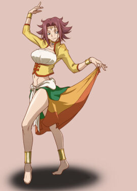 barefoot breasts clothed clothed_female code_geass female kallen_stadtfeld kyabakurabakufu large_breasts red_hair short_hair