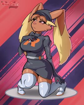 big_breasts breasts cleavage female furry huge_breasts lopunny oode_henti pokemon pokemon_(species) thick_thighs wide_hips