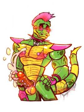 alligator_tail animatronic anthro background biceps big_piercing bikini blush blushing_at_viewer body_markings boner cock_ring collar_tag cum cum_drip cum_on_penis erection facial_markings feminine_male feminization five_nights_at_freddy's five_nights_at_freddy's:_security_breach fnaf green_body havocwhore jacob's_ladder lighting_bolt looking_at_viewer machine male male_focus male_only mohawk mohawk_(hairstyle) montgomery_gator_(fnaf) muscular muscular_anthro muscular_arms muscular_male muscular_thighs nipple_piercing nipples non-human non_mammalian_nipples overflowing_cum pauldrons penis penis_out piercing pink_glans pink_nails prince_albert_piercing red_hair reptile reptile_humanoid robot robot_humanoid scottgames simple_background solo solo_focus spiked_bracelet spotted_body steel_wool_studios tail tail_markings tattoo two-tone_body two-tone_fur white_background