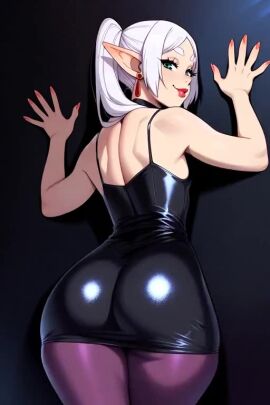 2d ai_generated animated cartoon cartoonish cartoony dancing dress frieren looking_at_viewer needmymommy stockings tagme twerking video western_art