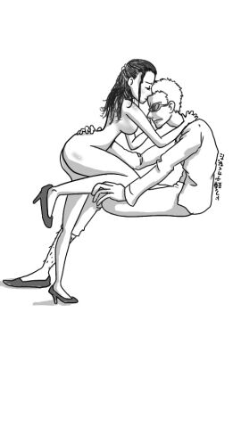 1boy 1girls artist_request ass donquixote_doflamingo female female_focus high_heels kissing_forehead long_hair male nude nude_female one_piece short_hair straight sunglasses viola_(one_piece)