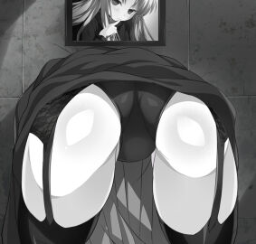 1girls ass background black_and_white carnival_phantasm dress dress_up face female female_only free_use garter_straps len_(tsukihime) medium_ass medium_butt melty_blood no_escape panties photo sex_slave small_female smaller_female stockings tsukihime type-moon