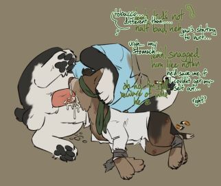 animal_genitalia animal_penis ass balls blindfold bodily_fluids bondage bound brown_body brown_fur burn_scar canid canine canis cigarette clothed clothing cum cum_inside domestic_dog duct_tape duo erection feral fur genital_fluids genitals hair hand_on_head jack_(puppyratcat) kidnapping male male/male male_penetrated male_penetrating male_penetrating_male mammal multicolored_body oral penetration penis puppyratcat restraints scar sex simple_background smoking submissive tail tape wounded zoophilia