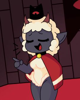 >.< aggravated angry angry_face animated ass ass_focus back_view background_character background_characters cotton_tail crown crying cult cult_of_the_lamb cultist female grapefruitdoodles lamb_(cult_of_the_lamb) leotard leotard_lift leotard_pull leotard_wedgie mad no_face not_happy pom_pom_(clothes) red_cloak red_face the_lamb watermark wedgie wedgie_fetish wedgied_female wedgienerd wedgies