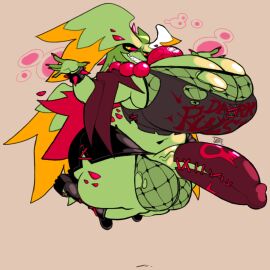 2023 ancient_pokemon anthro anthro_only balls belly big_balls bone boots bottomwear bracelet clothing cock_sock colored_fingernails colored_nails colored_toenails crop_top digital_media_(artwork) feet fingernails fishnet fishnet_bra floating flutter_mane footwear futa_only futanari generation_9_pokemon genitals humanoid intersex jewelry jinti_(artist) jintonic nails navel nintendo paradox_pokemon penis penis_clothing pokemon pokemon_(species) red_sclera sharp_teeth shiny_flutter_mane shiny_pokemon shirt shorts simple_background singature skull socks solo spiked_bracelet spikes teeth toenails toes topwear yellow_eyes