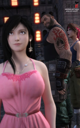 10:16 3d 4k arm_tattoo artist_upload bandana barret_wallace black_hair brown_hair city clothed_female clothed_male dark-skinned_male dark_hair dark_skin distracted_boyfriend earrings female final_fantasy final_fantasy_vii final_fantasy_vii_remake fingerless_gloves funny gloves jealous jealous_female jessie_rasberry light-skinned_female light_skin long_hair looking_at_another looking_at_ass looking_up male meme outdoors patreon patreon_username red_bandana roosterart self_upload square_enix subscribestar subscribestar_username tanktop tattoo tifa_lockhart video_game video_game_character video_game_franchise walking walking_towards_viewer