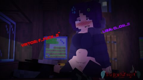 1boy 1girls 3d bedroom breasts clothed_female demon demon_boy erect_penis female horns horny_female human_female humanoid_penis liza_(drispysik) male mine-imator minecraft no_panties no_pants on_bed orgasm_face outside penis pointy_ears purple_hair pussy riding supertwit tagme vaginal_penetration viktor_(supertwit) wet_pussy